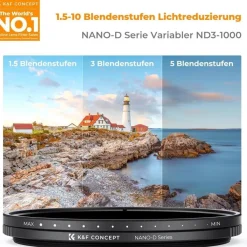 Variabler ND Filter ND3-ND1000 Graufilter 55mm 1.5-10 Blendenstufen