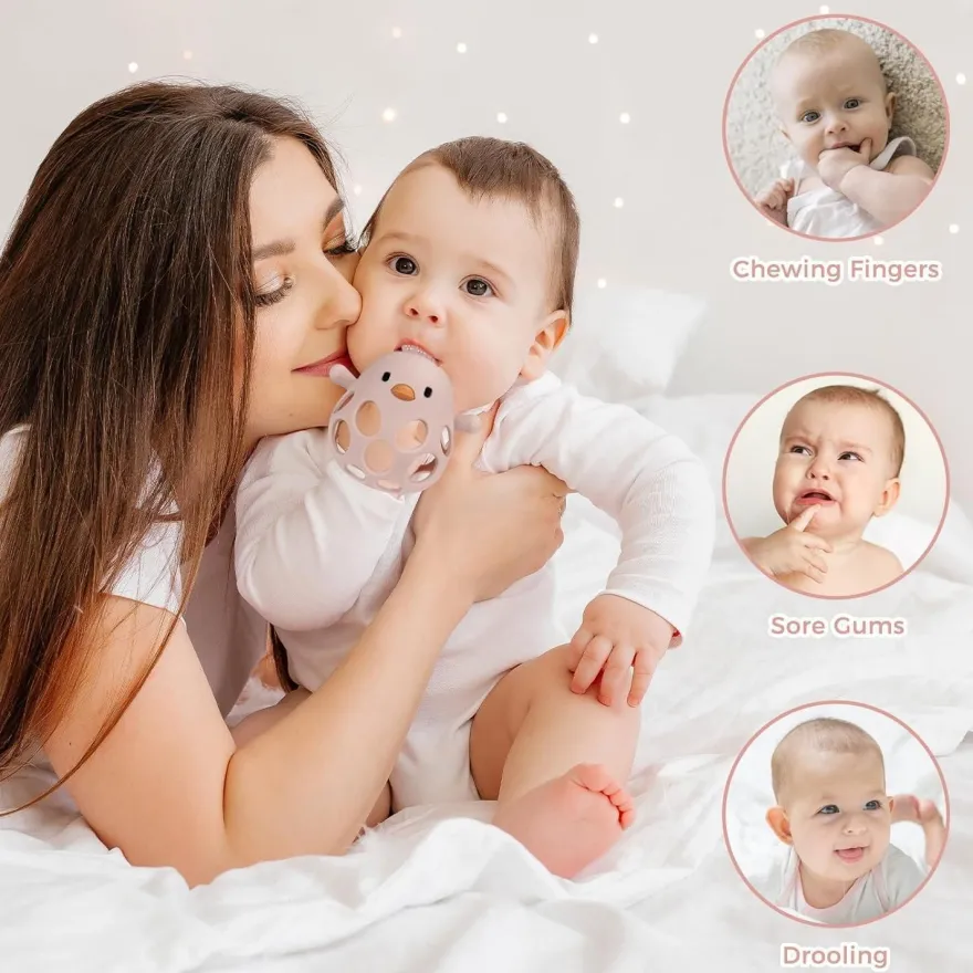 Venditer Silikon Babyrassel Hühnchen Beißring - Sensorisches Motorik