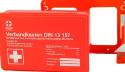 Verbandkasten Betriebsverbandkasten DIN 13157:2021-11 Orange mit Wandhalterung