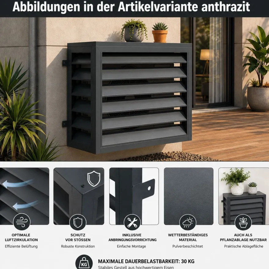 Verkleidung für Klimaanlage/Wärmetauscher HWC-O43, Abdeckung, Metall 73x97x38cm