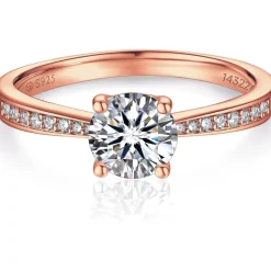 Verlobungsring Damen 1 Karat Moissanite Diamant 925 Silber VVS1 D Farbe Rose