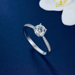 Verlobungsring Damen 1 Karat Moissanite Diamant 925 Silber VVS1 D Farbe Rose