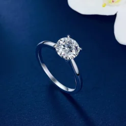 Verlobungsring Damen 1-2 Karat Moissanite Solitär 925 Silber D VVS1 Box