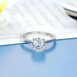Verlobungsring Damen 1-2 Karat Moissanite Solitär 925 Silber D VVS1 Box