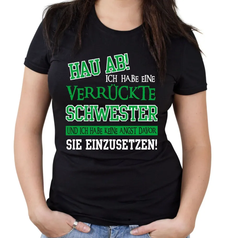 Verrückte Schwester Girlie Shirt | Superheld Damen Frauen Sprüche Frauentag