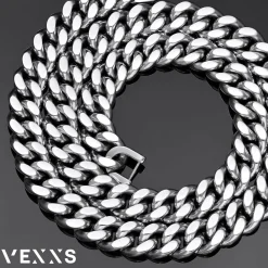VEXXS Herren Panzerkette 10/12mm, vergoldet Edelstahl Cuban Chain