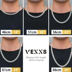 VEXXS Herren Panzerkette 10/12mm, vergoldet Edelstahl Cuban Chain