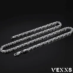 VEXXS Königskette 4/6mm, 18K Gold beschichtet, Edelstahl, Byzantinische