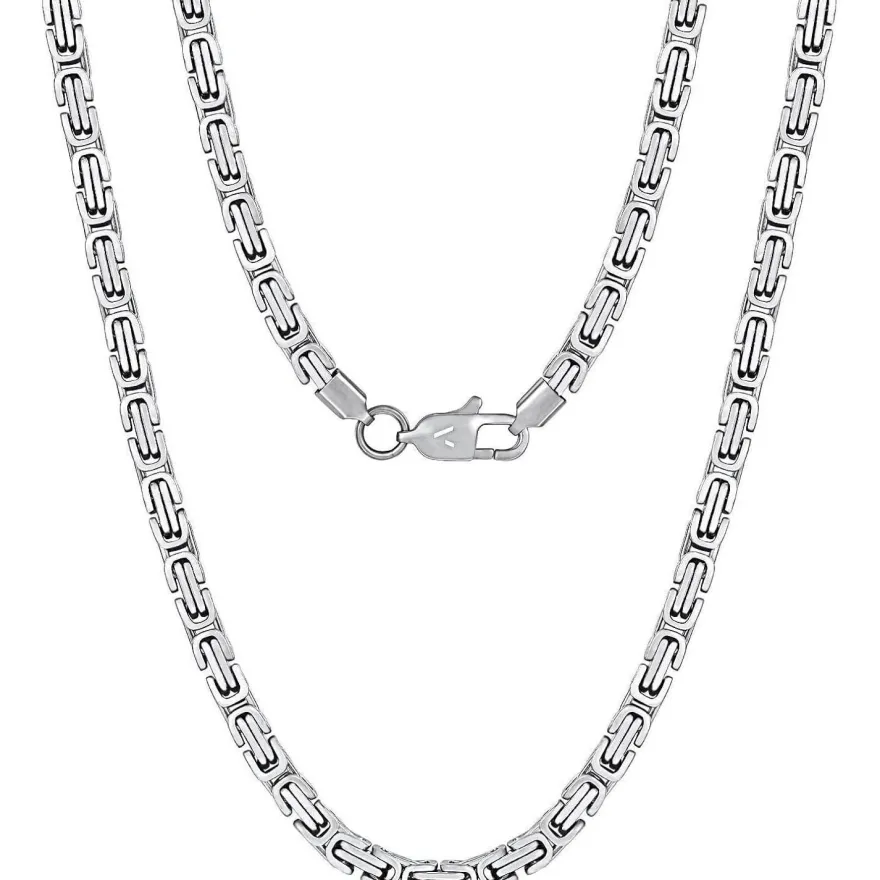 VEXXS Königskette 4/6mm, 18K Gold beschichtet, Edelstahl, Byzantinische