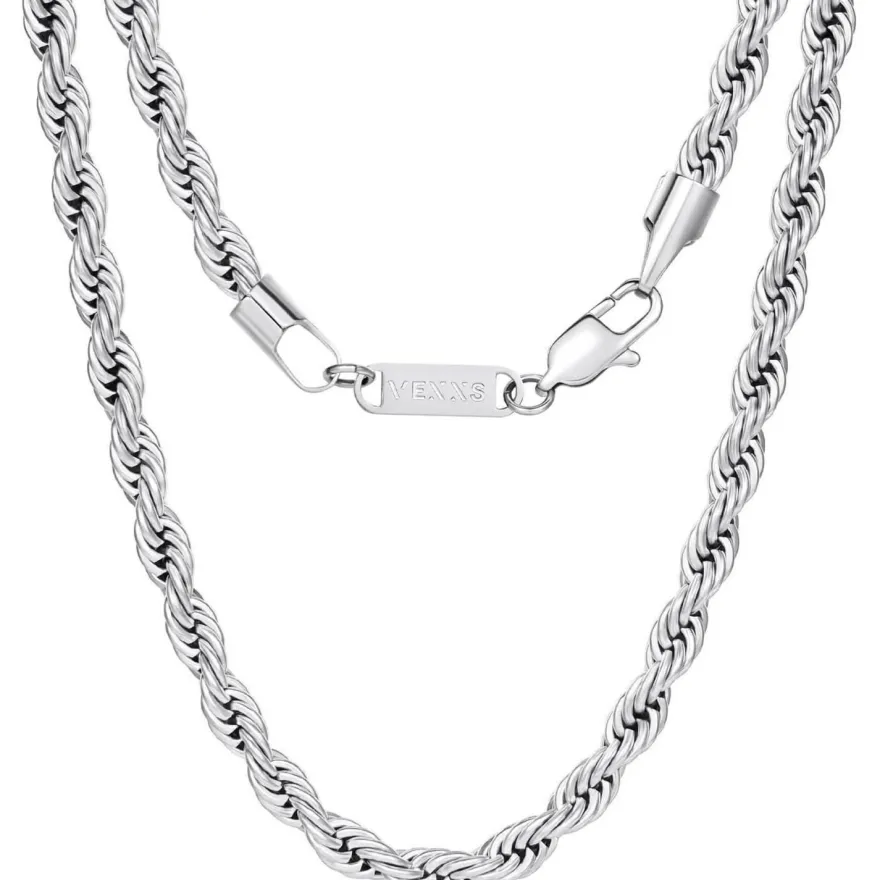 VEXXS Kordelkette Herren vergoldet 3/4/5mm Edelstahl Halskette