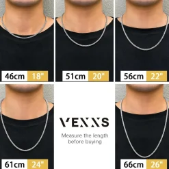 VEXXS Kordelkette Herren vergoldet 3/4/5mm Edelstahl Halskette
