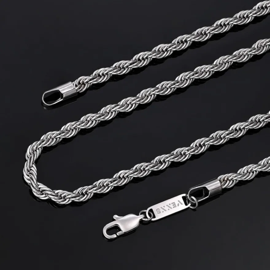 VEXXS Kordelkette Herren vergoldet 3/4/5mm Edelstahl Halskette