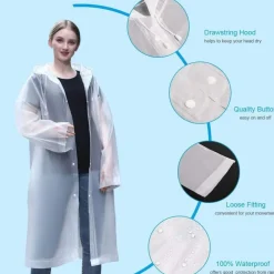 Vicloon Regenponcho 2 Stück Unisex Wiederverwendbar Transparent Regenmantel