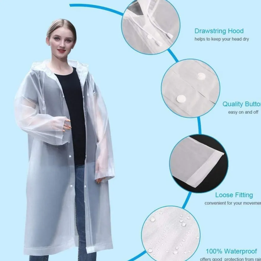 Vicloon Regenponcho 2 Stück Unisex Wiederverwendbar Transparent Regenmantel