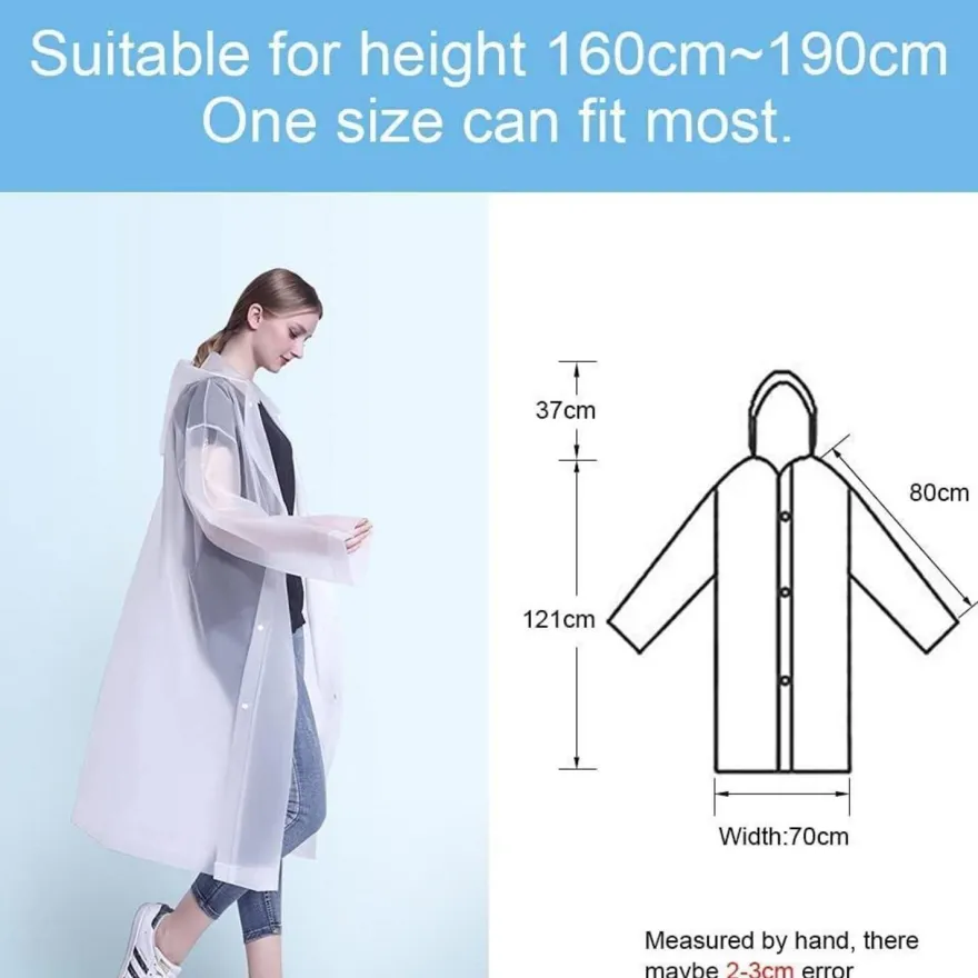 Vicloon Regenponcho 2 Stück Unisex Wiederverwendbar Transparent Regenmantel