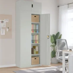 vidaXL Aktenschrank Hellgrau 90x40x240 cm Stahl