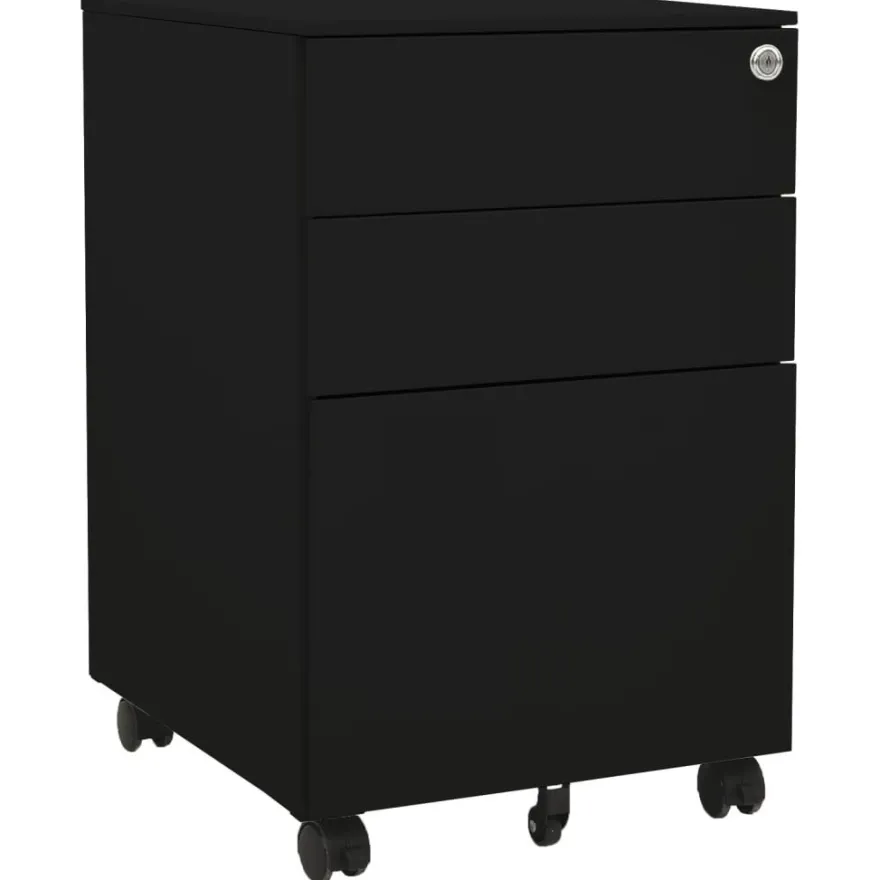 vidaXL Aktenschrank mit Rollen Schwarz 39x45x60 cm Stahl