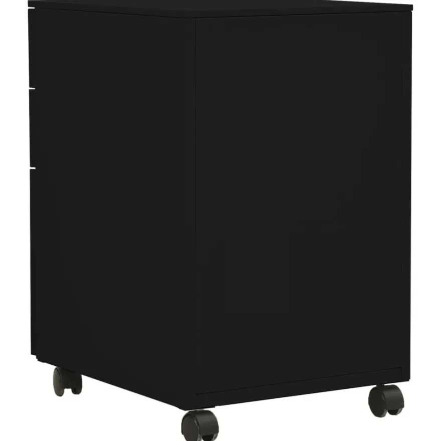 vidaXL Aktenschrank mit Rollen Schwarz 39x45x60 cm Stahl