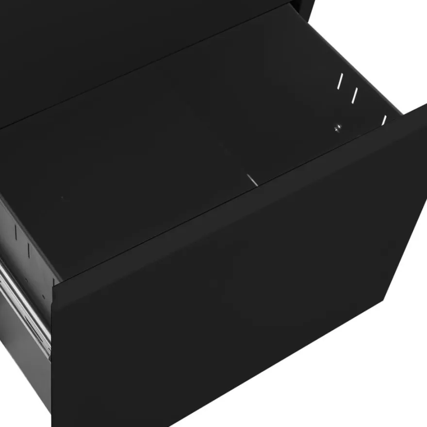 vidaXL Aktenschrank mit Rollen Schwarz 39x45x60 cm Stahl