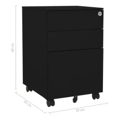 vidaXL Aktenschrank mit Rollen Schwarz 39x45x60 cm Stahl