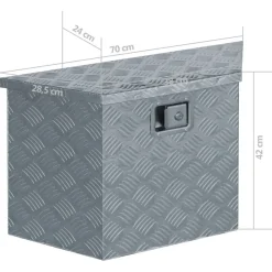 vidaXL Aluminiumkiste 70×24×42 cm Trapezförmig Silbern