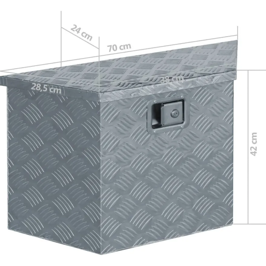 vidaXL Aluminiumkiste 70×24×42 cm Trapezförmig Silbern