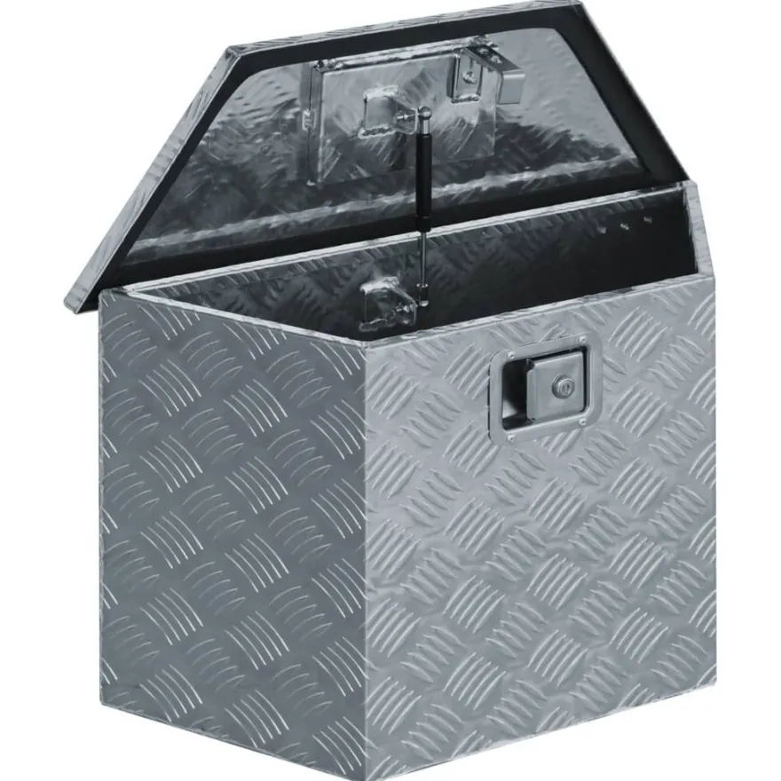 vidaXL Aluminiumkiste 70×24×42 cm Trapezförmig Silbern