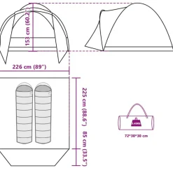 vidaXL Angelzelt 2 Personen Olivgrün Wasserdicht