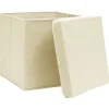vidaXL Aufbewahrungsboxen mit Deckel 4 Stk. Creme 32x32x32 cm Stoff