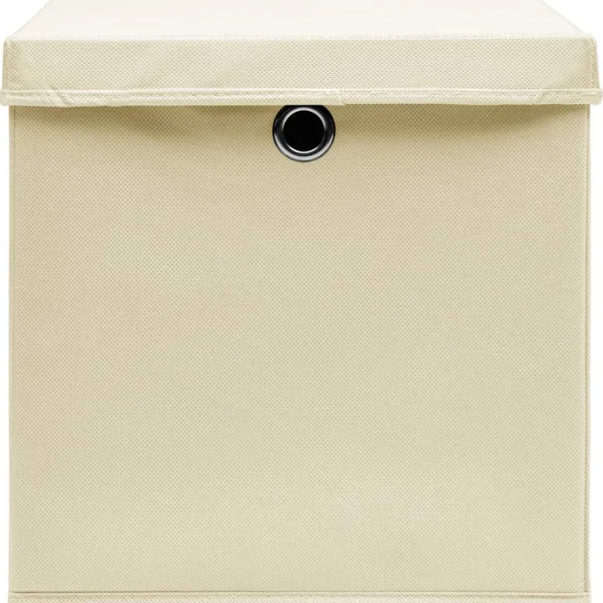 vidaXL Aufbewahrungsboxen mit Deckel 4 Stk. Creme 32x32x32 cm Stoff