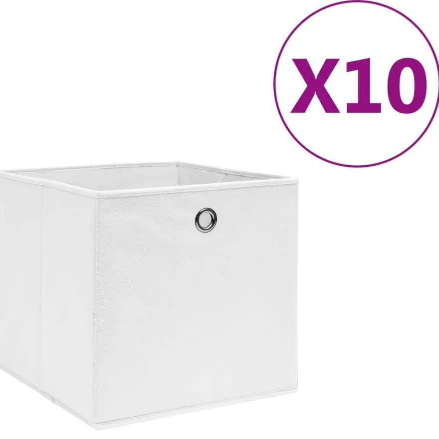 vidaXL Aufbewahrungsboxen 10 Stk. Vliesstoff 28x28x28 cm Weiß