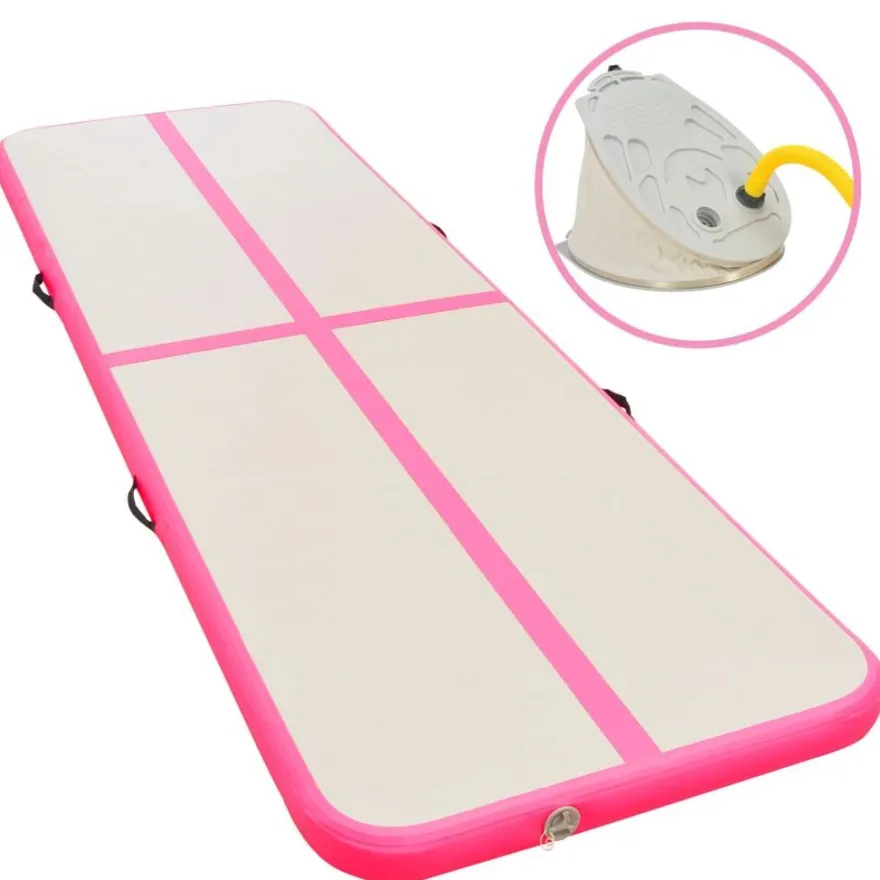 vidaXL Aufblasbare Gymnastikmatte mit Pumpe 500x100x10 cm PVC Rosa