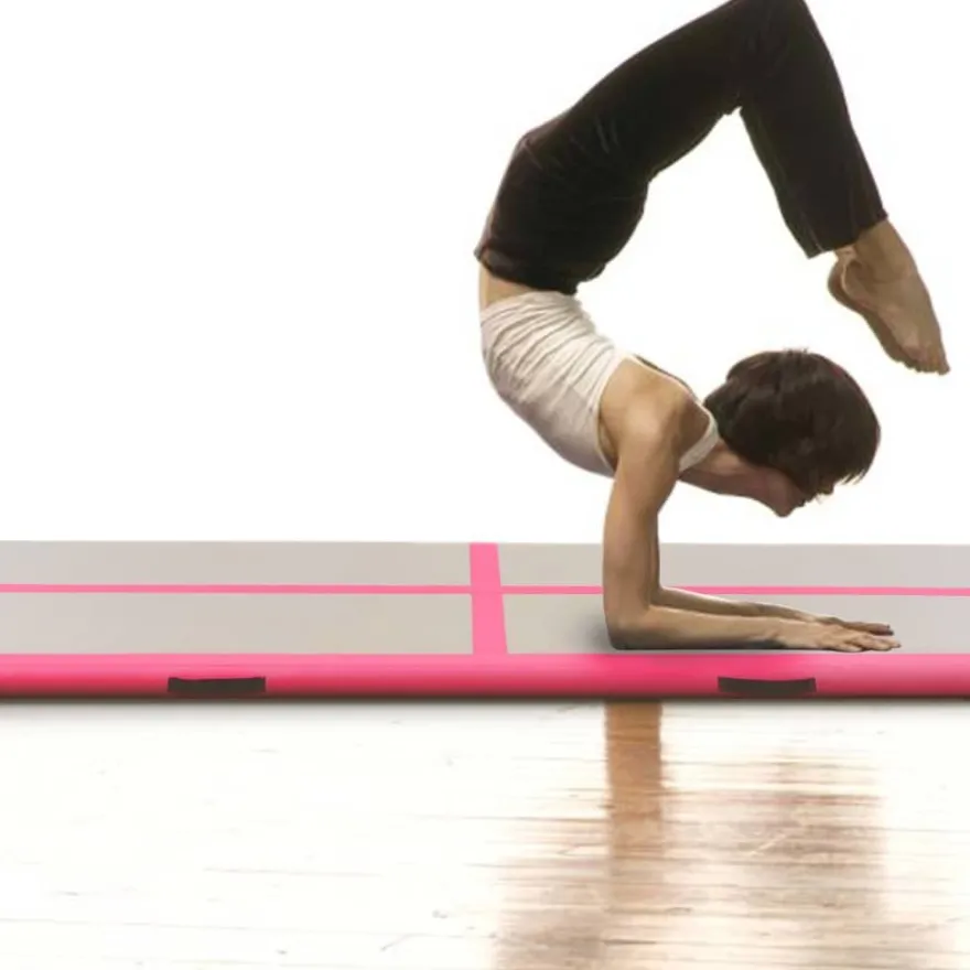 vidaXL Aufblasbare Gymnastikmatte mit Pumpe 500x100x10 cm PVC Rosa