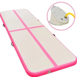 vidaXL Aufblasbare Gymnastikmatte mit Pumpe 800×100×10 cm PVC Rosa