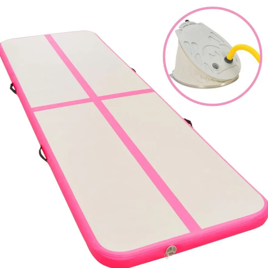 vidaXL Aufblasbare Gymnastikmatte mit Pumpe 800×100×10 cm PVC Rosa