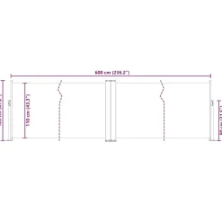vidaXL Ausziehbare Seitenmarkise Anthrazit 120 x 600 cm