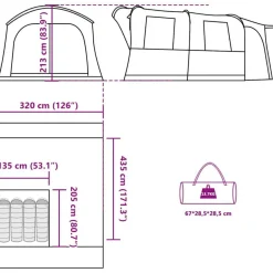 vidaXL Autozelt 4 Personen Blau Wasserfest