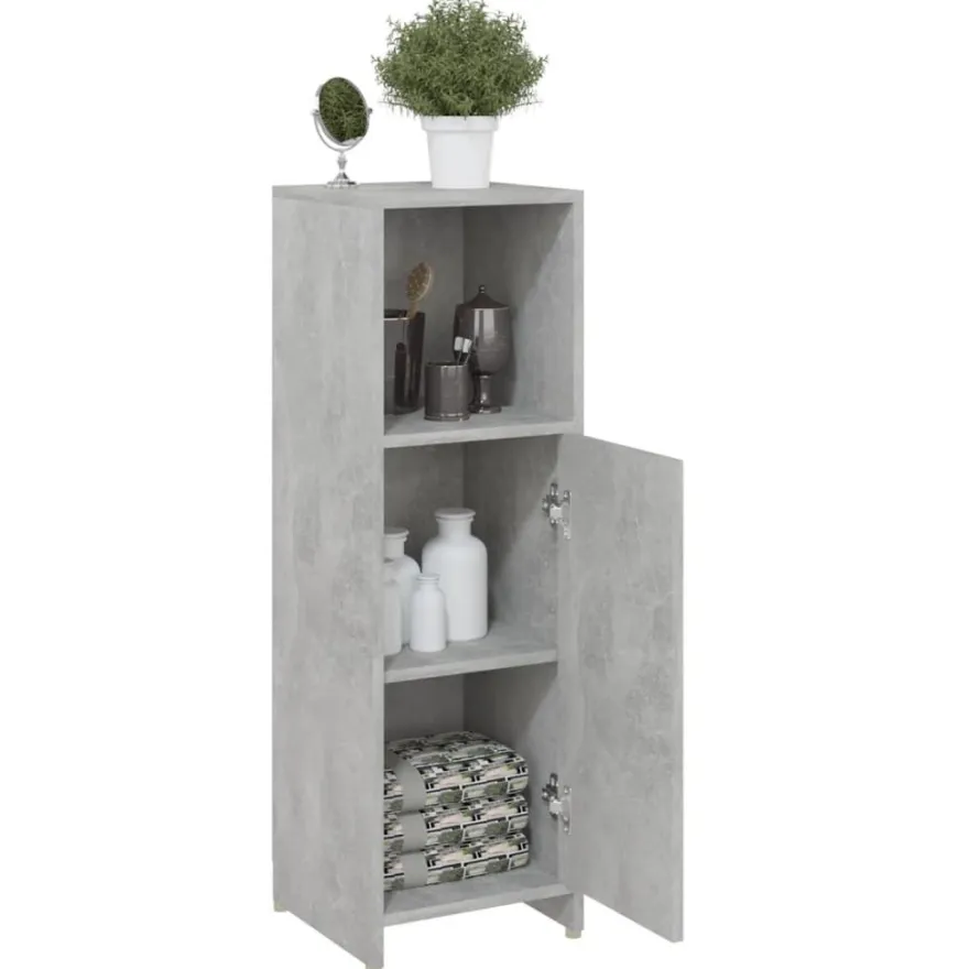 vidaXL Badezimmerschrank Betongrau 30x30x95 cm Holzwerkstoff
