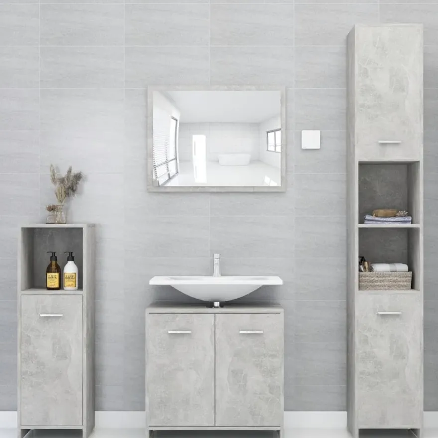 vidaXL Badezimmerschrank Betongrau 30x30x95 cm Holzwerkstoff