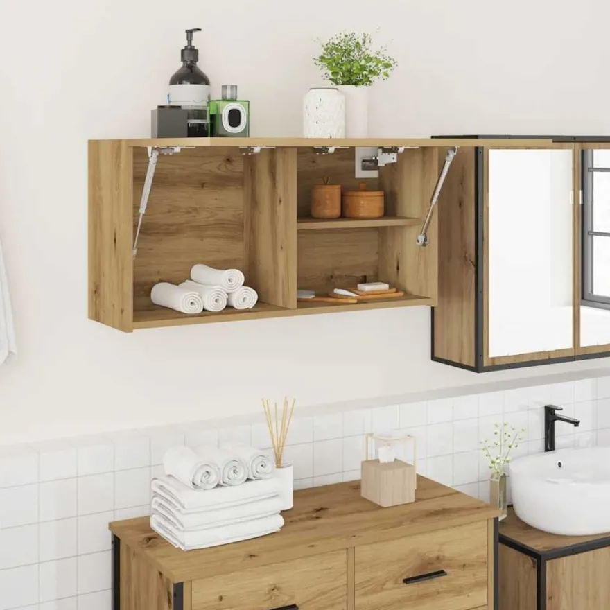 vidaXL Bad-Wandschrank Artisan-Eiche 80x25x40 cm Holzwerkstoff
