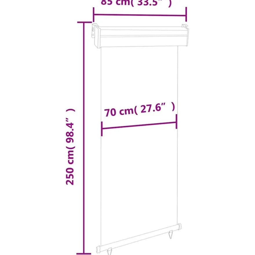 vidaXL Balkon-Seitenmarkise 85x250 cm Grau