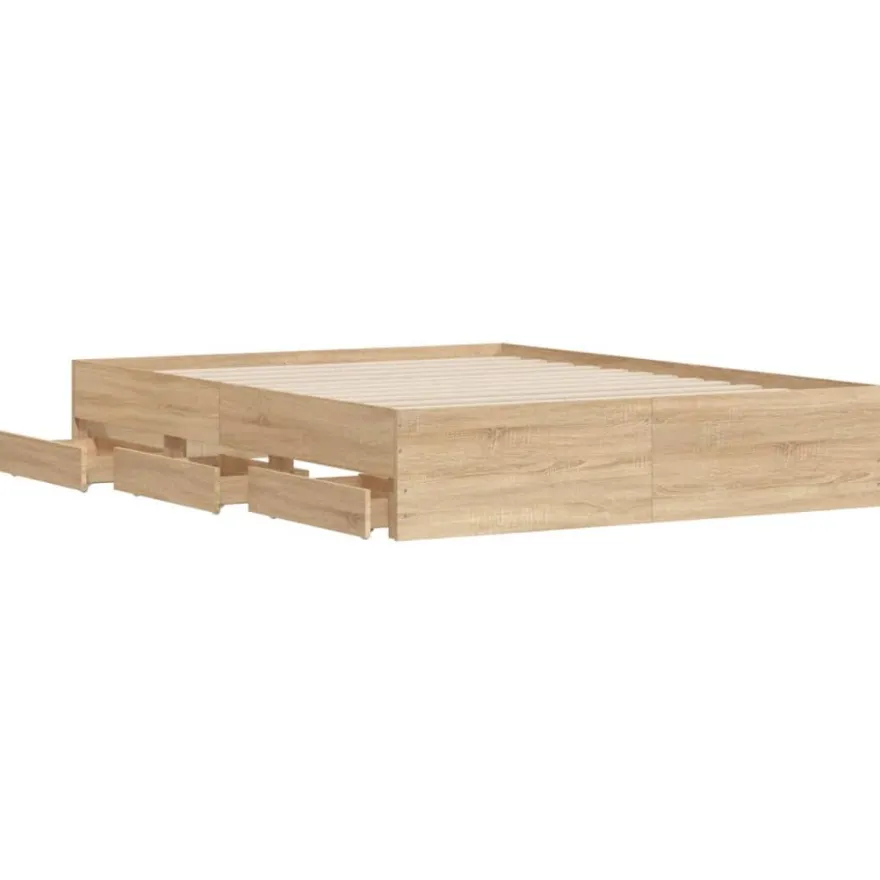 vidaXL Bettgestell mit Schubladen Sonoma-Eiche 140x190cm Holzwerkstoff