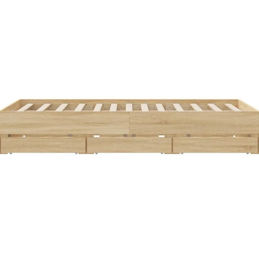 vidaXL Bettgestell mit Schubladen Sonoma-Eiche 140x190cm Holzwerkstoff