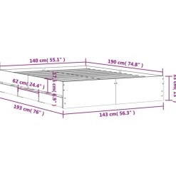 vidaXL Bettgestell mit Schubladen Sonoma-Eiche 140x190cm Holzwerkstoff