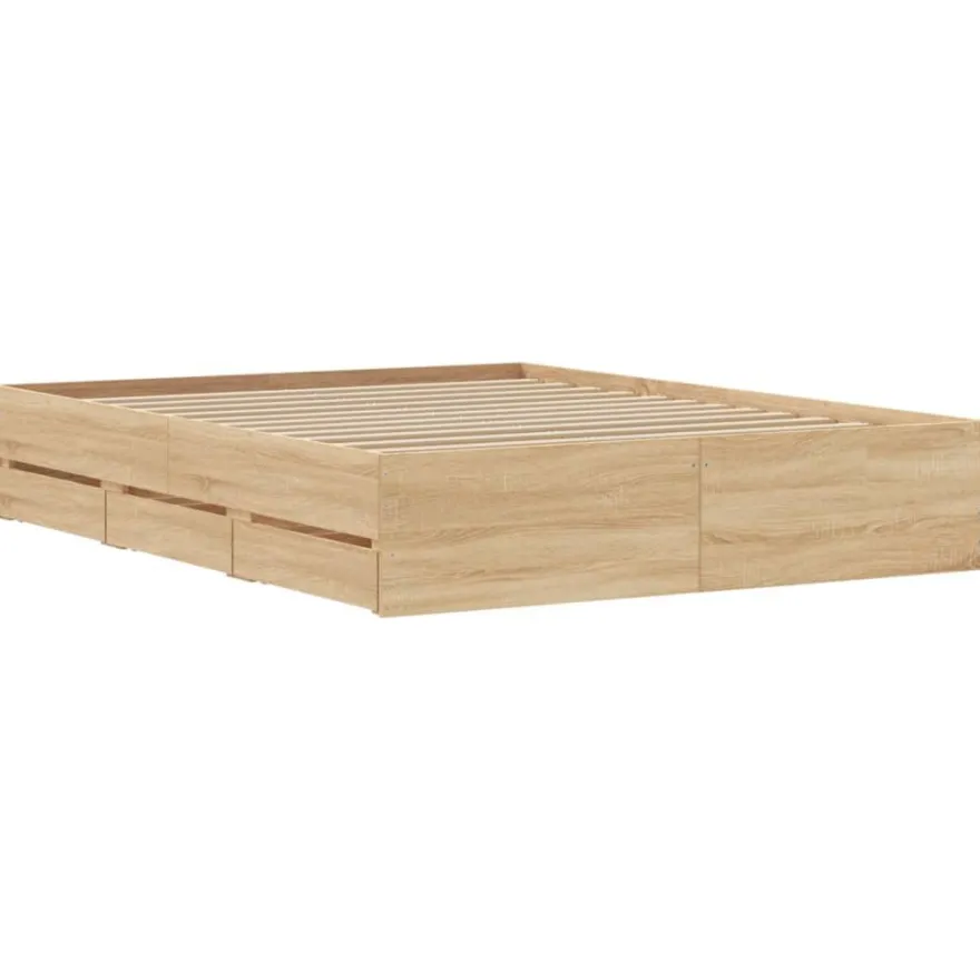 vidaXL Bettgestell mit Schubladen Sonoma-Eiche 140x190cm Holzwerkstoff