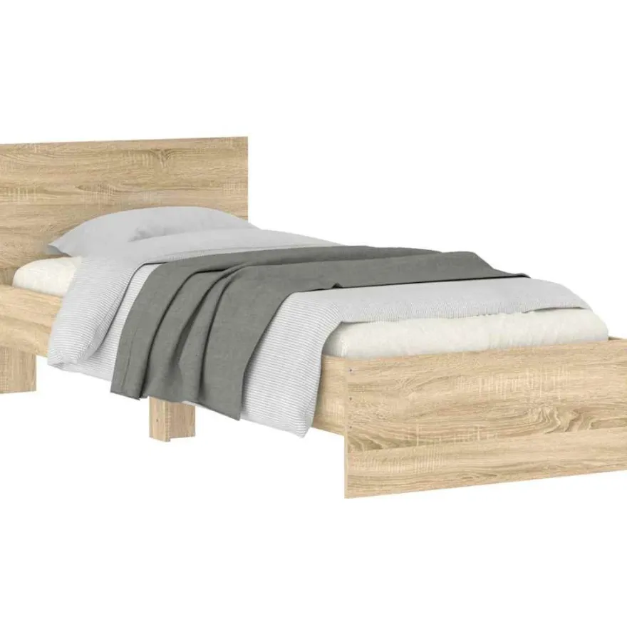 vidaXL Bettgestell ohne Matratze mit Kopfteil Sonoma-Eiche 90x200 cm