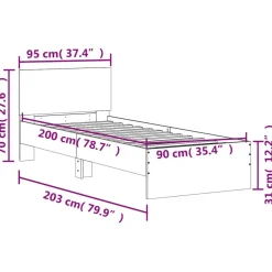 vidaXL Bettgestell ohne Matratze mit Kopfteil Sonoma-Eiche 90x200 cm