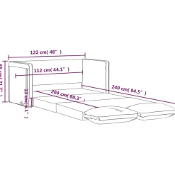 vidaXL Bodensofa mit Schlaffunktion Dunkelgelb 122x204x55 cm Samt
