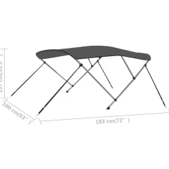 vidaXL 3-Bow Bimini Top Anthrazit 183x160x137 cm