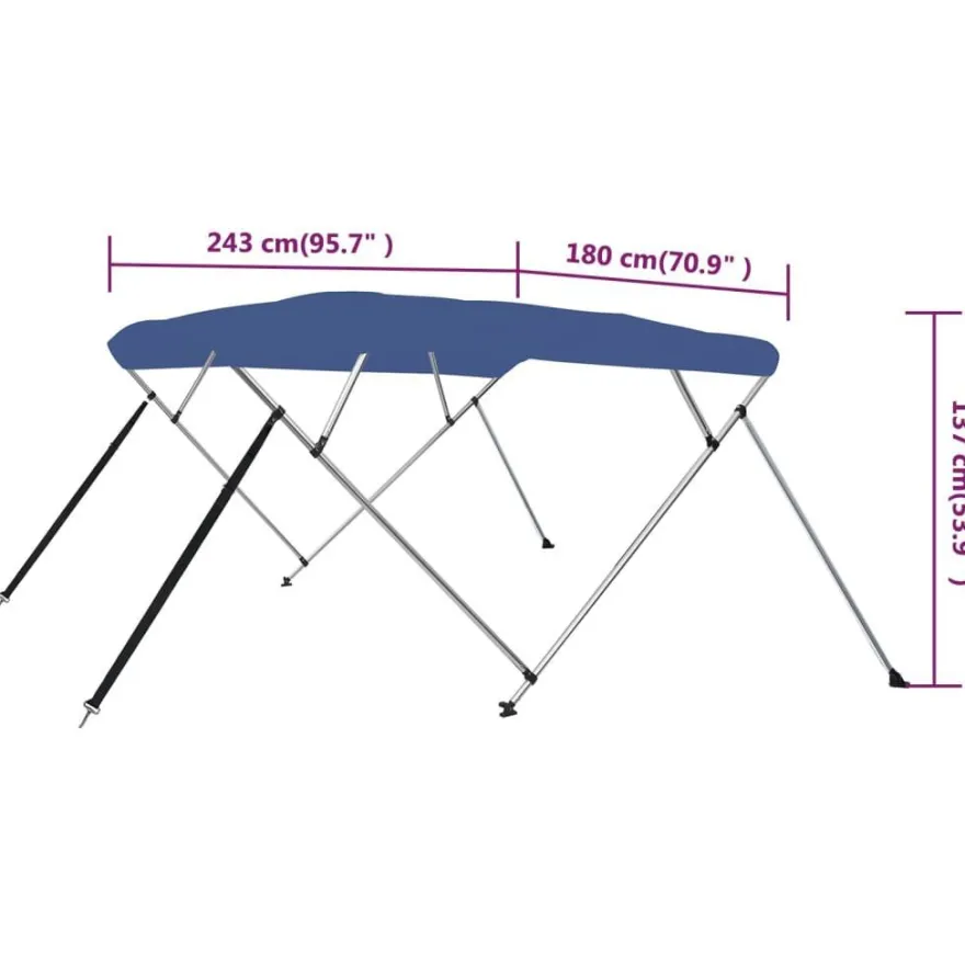 vidaXL 4-Bow Bimini Top Blau 243x180x137 cm